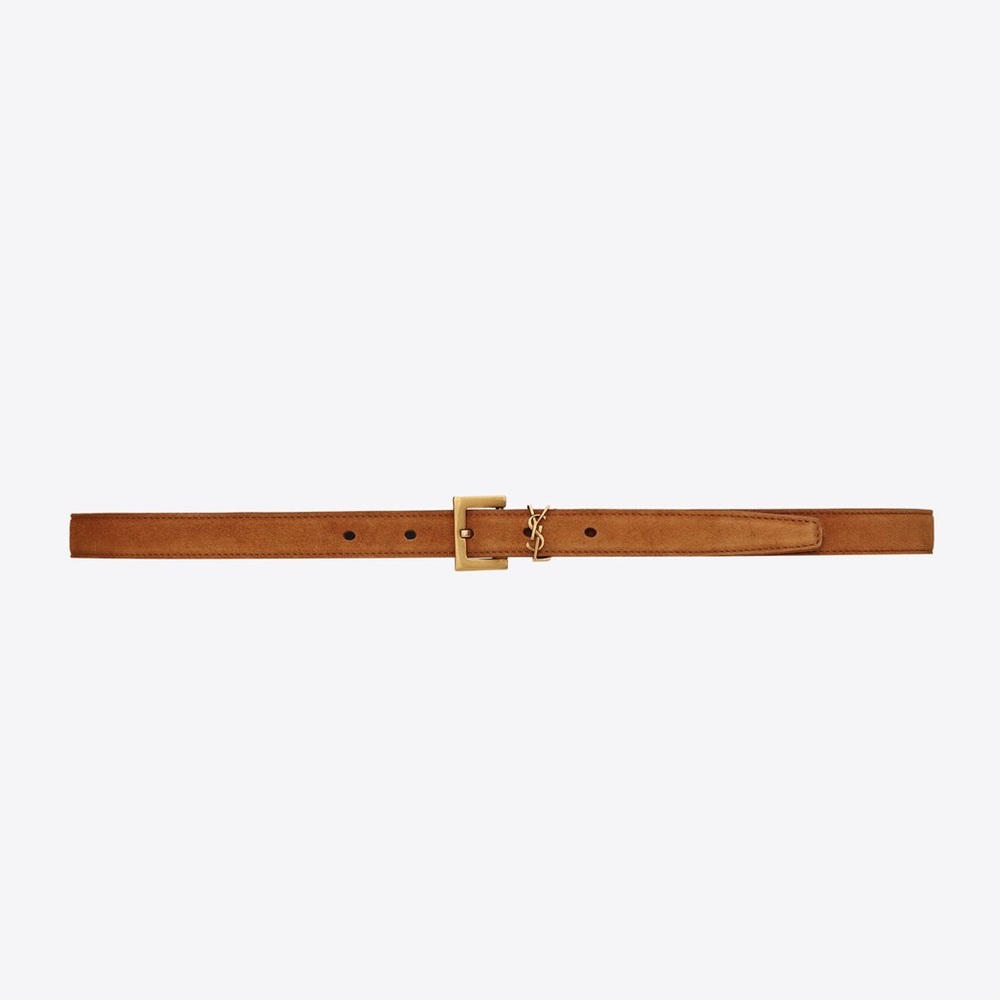 Saint Laurent Monogram Narrow Suede Belt